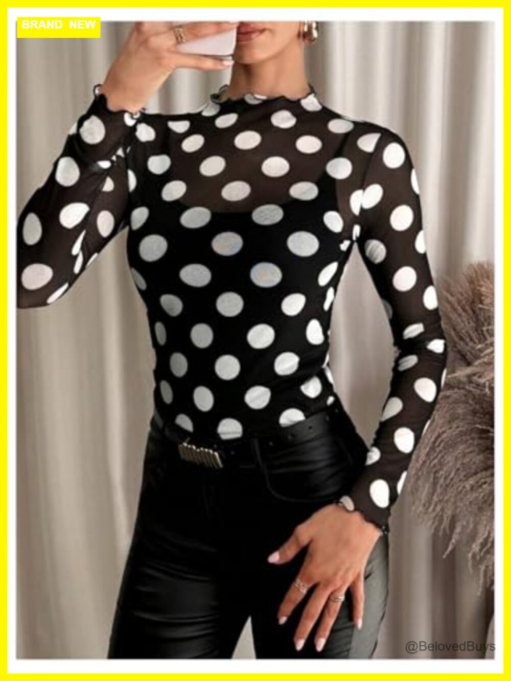 Sheer Leopard Print Crop Top Mock Neck Long Sleeve Lettuce Trim Mesh T-Shirt - Picture 5 of 7